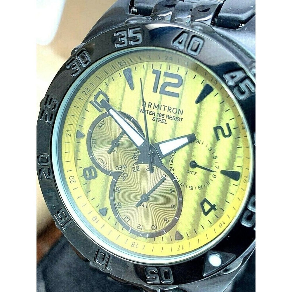 Armitron Men's Watch 20/4664TI Gold Dial Quartz 42mm Black Stainless Steel
Watch